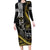 Hawaii Ikaika Warrior Helmet Family Matching Long Sleeve Bodycon Dress and Hawaiian Shirt Gold Style