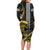 Hawaii Ikaika Warrior Helmet Family Matching Long Sleeve Bodycon Dress and Hawaiian Shirt Gold Style