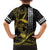 Hawaii Ikaika Warrior Helmet Family Matching Off The Shoulder Long Sleeve Dress and Hawaiian Shirt Gold Style