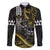 Hawaii Ikaika Warrior Helmet Family Matching Off The Shoulder Long Sleeve Dress and Hawaiian Shirt Gold Style