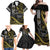 Hawaii Ikaika Warrior Helmet Family Matching Off Shoulder Maxi Dress and Hawaiian Shirt Gold Style