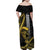 Hawaii Ikaika Warrior Helmet Family Matching Off Shoulder Maxi Dress and Hawaiian Shirt Gold Style