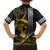 Hawaii Ikaika Warrior Helmet Family Matching Off Shoulder Short Dress and Hawaiian Shirt Gold Style