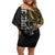 Hawaii Ikaika Warrior Helmet Family Matching Off Shoulder Short Dress and Hawaiian Shirt Gold Style