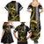 Hawaii Ikaika Warrior Helmet Family Matching Summer Maxi Dress and Hawaiian Shirt Gold Style