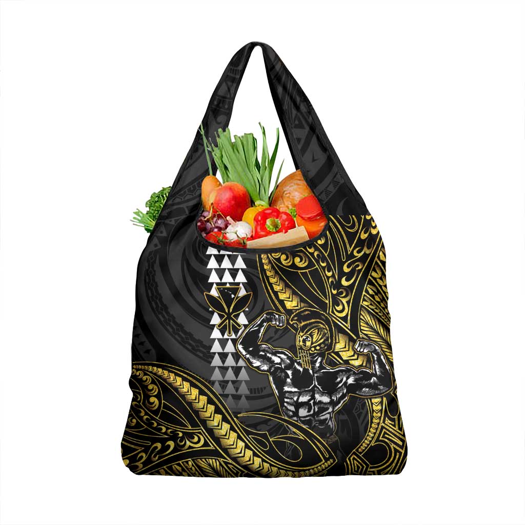 Hawaii Ikaika Warrior Helmet Grocery Bag Gold Style LT05 1-pack One Size Gold - Polynesian Pride