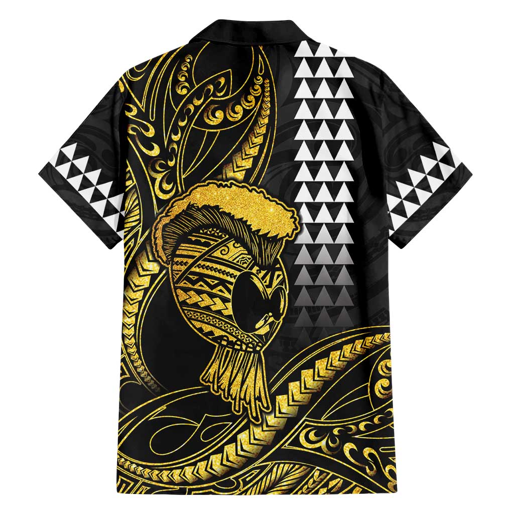 Hawaii Ikaika Warrior Helmet Hawaiian Shirt Gold Style LT05 - Polynesian Pride