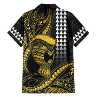 Hawaii Ikaika Warrior Helmet Hawaiian Shirt Gold Style LT05 - Polynesian Pride