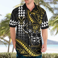 Hawaii Ikaika Warrior Helmet Hawaiian Shirt Gold Style LT05 - Polynesian Pride