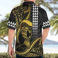 Hawaii Ikaika Warrior Helmet Hawaiian Shirt Gold Style LT05 - Polynesian Pride