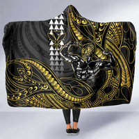 Hawaii Ikaika Warrior Helmet Hooded Blanket Gold Style LT05 One Size Gold - Polynesian Pride