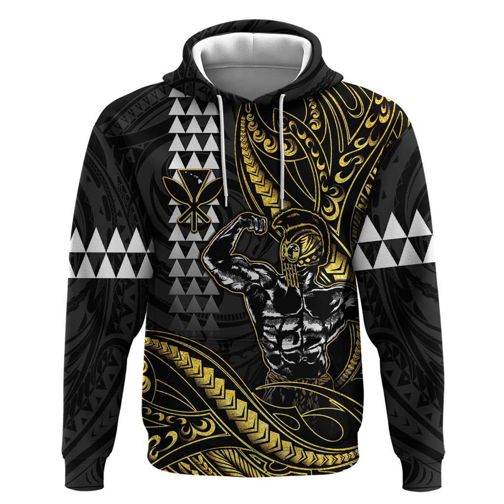 Hawaii Ikaika Warrior Helmet Hoodie Gold Style LT05 Pullover Hoodie Gold - Polynesian Pride