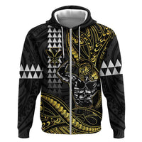 Hawaii Ikaika Warrior Helmet Hoodie Gold Style LT05 Zip Hoodie Gold - Polynesian Pride