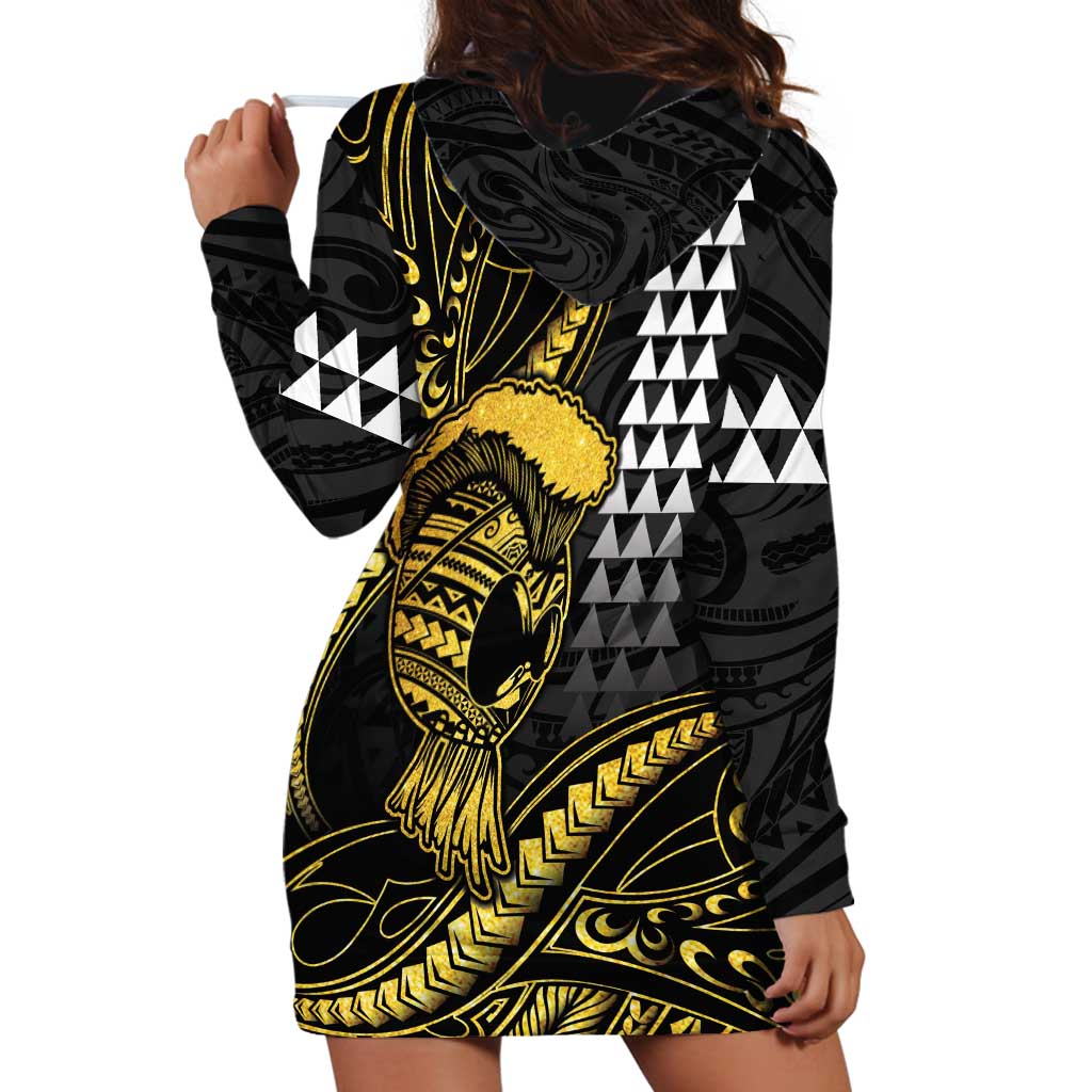Hawaii Ikaika Warrior Helmet Hoodie Dress Gold Style LT05 - Polynesian Pride