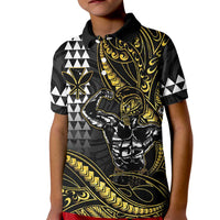 Hawaii Ikaika Warrior Helmet Kid Polo Shirt Gold Style LT05 Kid Gold - Polynesian Pride
