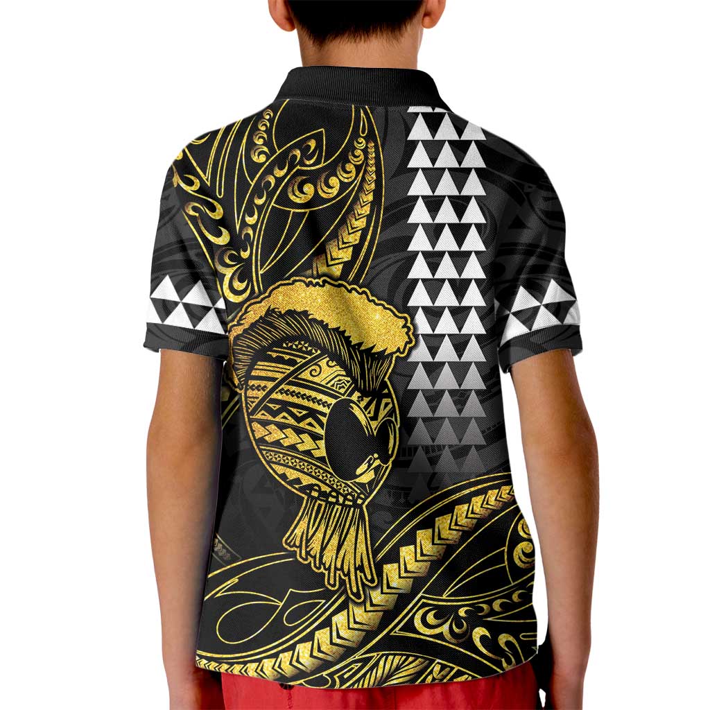 Hawaii Ikaika Warrior Helmet Kid Polo Shirt Gold Style LT05 - Polynesian Pride