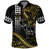 Hawaii Ikaika Warrior Helmet Polo Shirt Gold Style LT05 Gold - Polynesian Pride