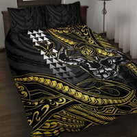 Hawaii Ikaika Warrior Helmet Quilt Bed Set Gold Style LT05 Gold - Polynesian Pride