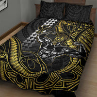 Hawaii Ikaika Warrior Helmet Quilt Bed Set Gold Style LT05 - Polynesian Pride
