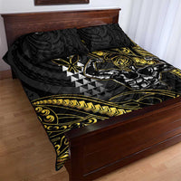 Hawaii Ikaika Warrior Helmet Quilt Bed Set Gold Style LT05 - Polynesian Pride