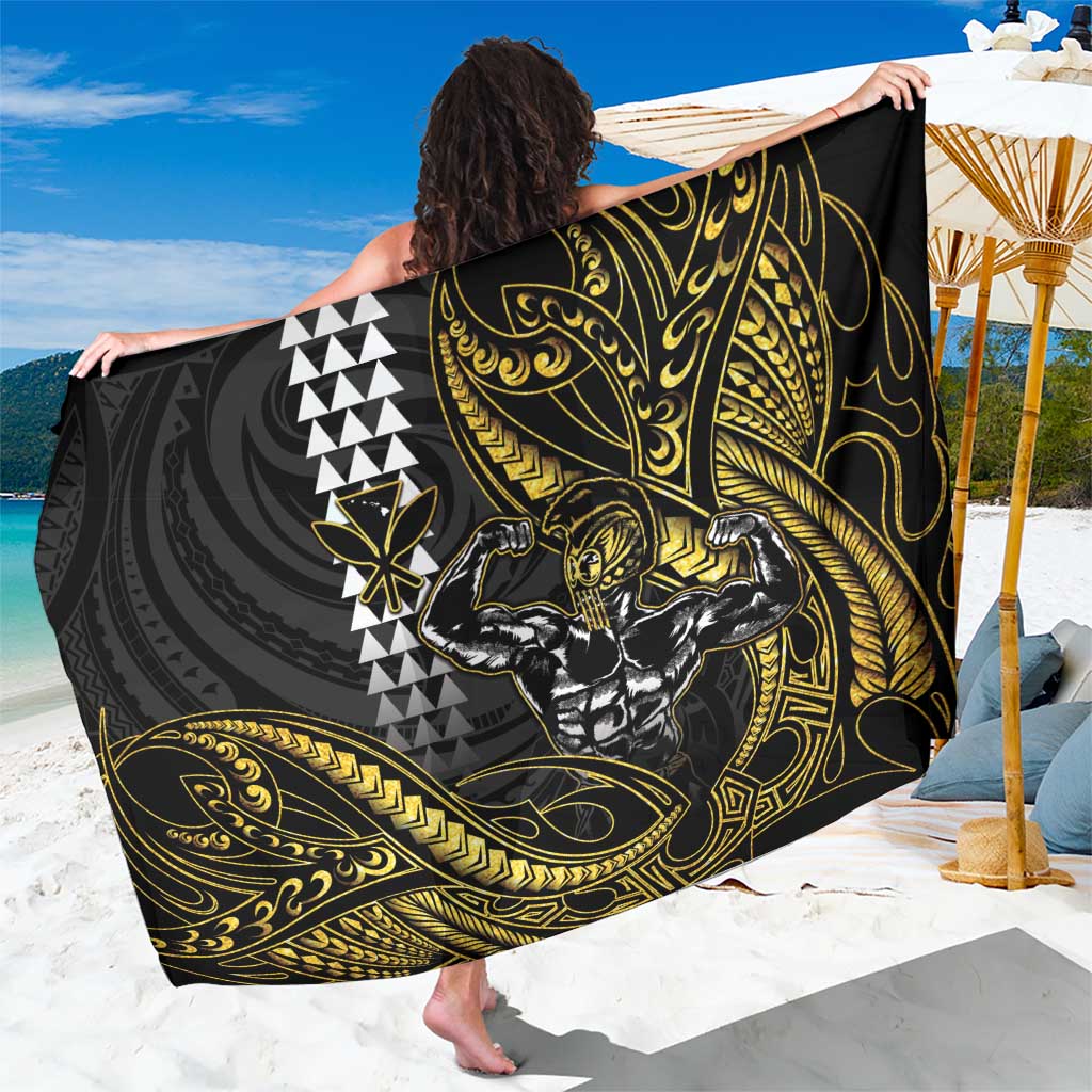 Hawaii Ikaika Warrior Helmet Sarong Gold Style LT05 One Size 44 x 66 inches Gold - Polynesian Pride