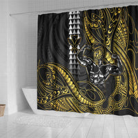 Hawaii Ikaika Warrior Helmet Shower Curtain Gold Style LT05 - Polynesian Pride
