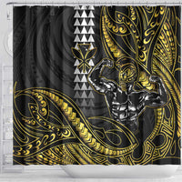 Hawaii Ikaika Warrior Helmet Shower Curtain Gold Style LT05 - Polynesian Pride