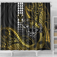 Hawaii Ikaika Warrior Helmet Shower Curtain Gold Style LT05 - Polynesian Pride
