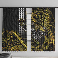 Hawaii Ikaika Warrior Helmet Window Curtain Gold Style LT05 With Hooks Gold - Polynesian Pride