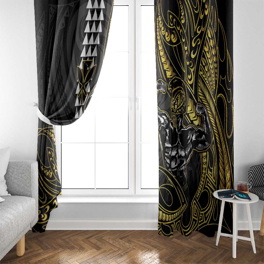 Hawaii Ikaika Warrior Helmet Window Curtain Gold Style LT05 - Polynesian Pride