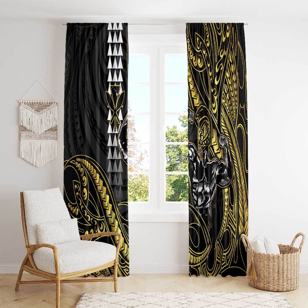 Hawaii Ikaika Warrior Helmet Window Curtain Gold Style LT05 - Polynesian Pride