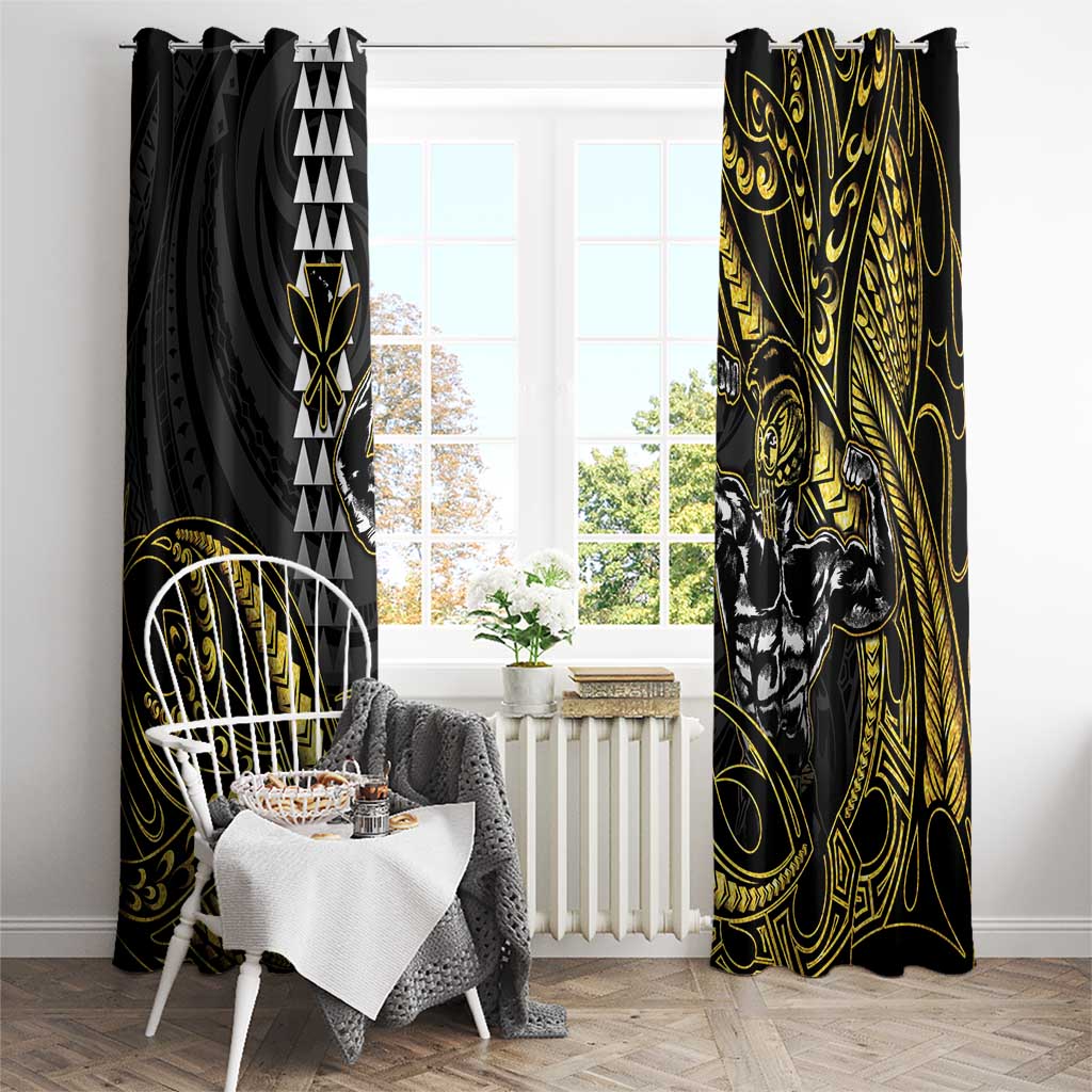 Hawaii Ikaika Warrior Helmet Window Curtain Gold Style LT05 - Polynesian Pride