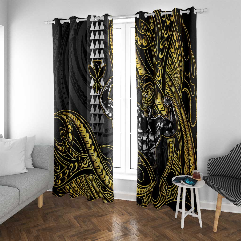 Hawaii Ikaika Warrior Helmet Window Curtain Gold Style LT05 With Grommets Gold - Polynesian Pride