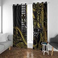 Hawaii Ikaika Warrior Helmet Window Curtain Gold Style LT05 With Grommets Gold - Polynesian Pride
