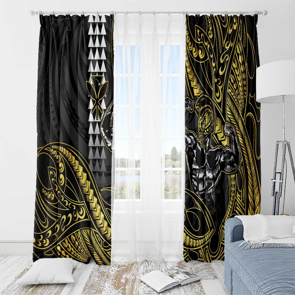 Hawaii Ikaika Warrior Helmet Window Curtain Gold Style LT05 - Polynesian Pride