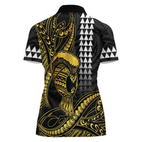Hawaii Ikaika Warrior Helmet Women Polo Shirt Gold Style LT05 - Polynesian Pride