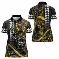 Hawaii Ikaika Warrior Helmet Women Polo Shirt Gold Style LT05 - Polynesian Pride