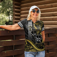 Hawaii Ikaika Warrior Helmet Women Polo Shirt Gold Style LT05 - Polynesian Pride