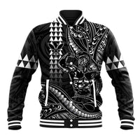 Hawaii Ikaika Warrior Helmet Baseball Jacket Black Tribal Tattoo LT05 Unisex Black - Polynesian Pride