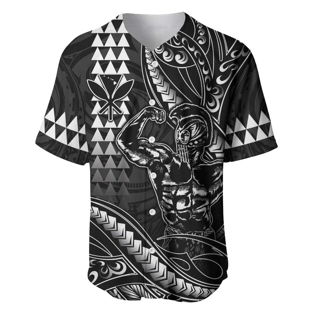 Hawaii Ikaika Warrior Helmet Baseball Jersey Black Tribal Tattoo LT05 Black - Polynesian Pride