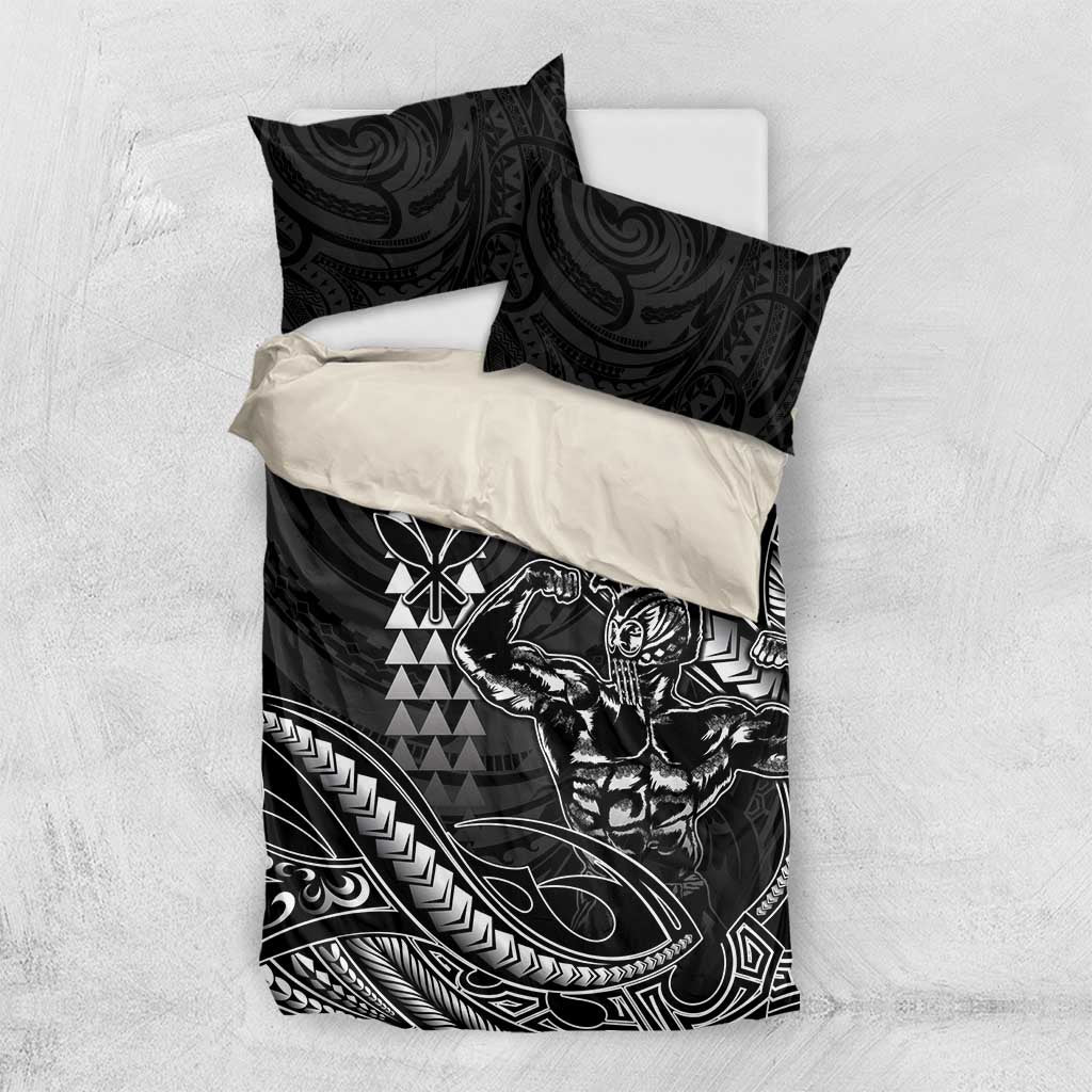 Hawaii Ikaika Warrior Helmet Bedding Set Black Tribal Tattoo LT05 US Twin 172cm x 218cm Black - Polynesian Pride