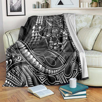 Hawaii Ikaika Warrior Helmet Blanket Black Tribal Tattoo LT05 Black - Polynesian Pride