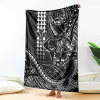 Hawaii Ikaika Warrior Helmet Blanket Black Tribal Tattoo LT05 - Polynesian Pride
