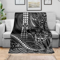 Hawaii Ikaika Warrior Helmet Blanket Black Tribal Tattoo LT05 - Polynesian Pride