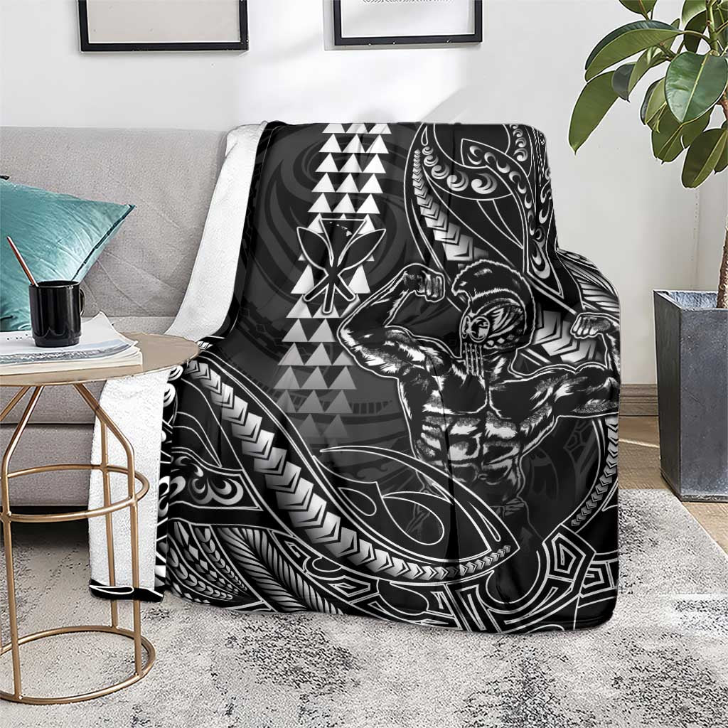 Hawaii Ikaika Warrior Helmet Blanket Black Tribal Tattoo LT05 - Polynesian Pride