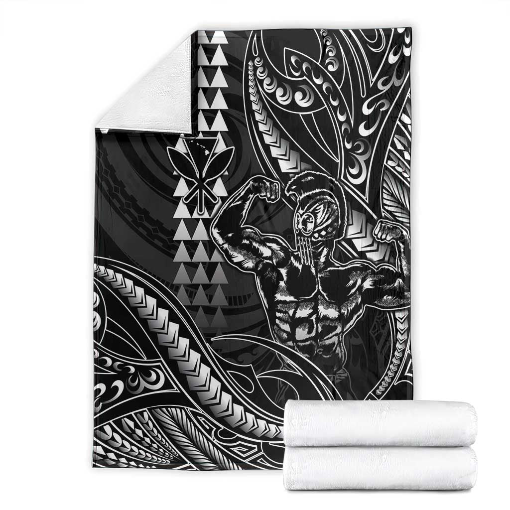 Hawaii Ikaika Warrior Helmet Blanket Black Tribal Tattoo LT05 - Polynesian Pride