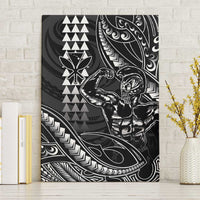 Hawaii Ikaika Warrior Helmet Canvas Wall Art Black Tribal Tattoo LT05 Without Frame Black - Polynesian Pride