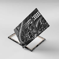 Hawaii Ikaika Warrior Helmet Canvas Wall Art Black Tribal Tattoo LT05 With Frame Black - Polynesian Pride