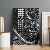 Hawaii Ikaika Warrior Helmet Canvas Wall Art Black Tribal Tattoo LT05 - Polynesian Pride