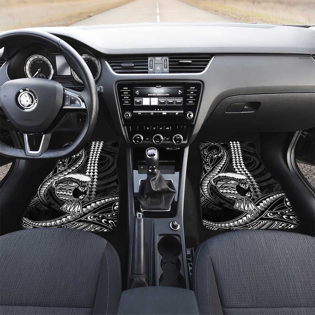 Hawaii Ikaika Warrior Helmet Car Mats Black Tribal Tattoo LT05 Set 2pcs - Front Black - Polynesian Pride